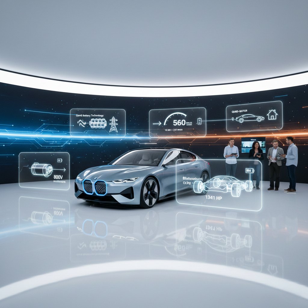 A futuristic, light blue BMW i Vision Circular concept